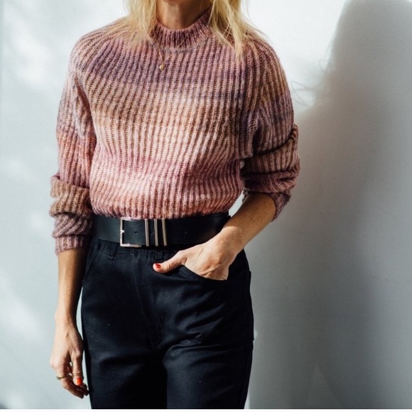 Nwt Naadam Pink Ribbed Space Dye Raglan 